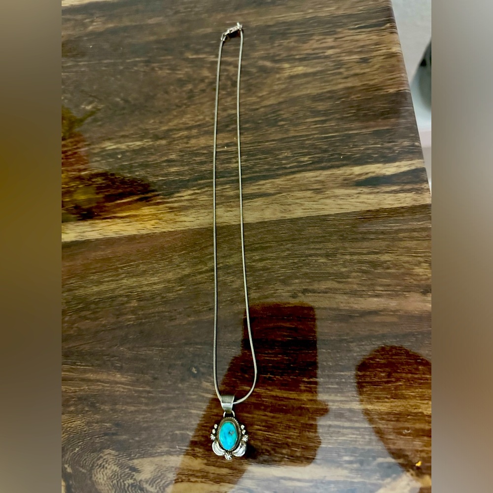 Sterling silver turquoise pendant necklace